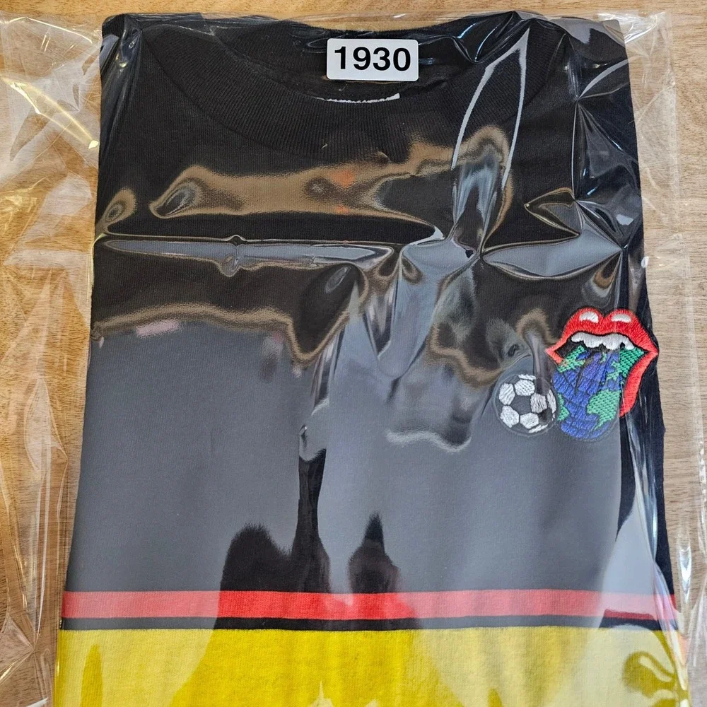 Vintage 1997 Rolling Stones Football Cropped‎ Long Sleeve Shirt Black Large 90s